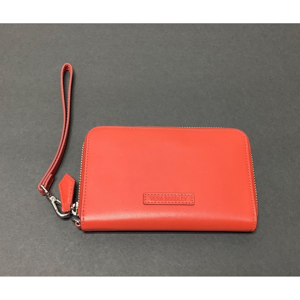 Vera Bradley Women's Zip-Around Faux Leather Wallet / Wristlet Coral 6 x 4"